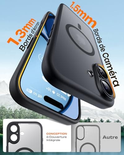 Magnetic Coque Tochl pour iPhone 17 6,3 Pouces - Protection Améliorée de l'Objectif & Compatible MagSafe - Noir Global R
