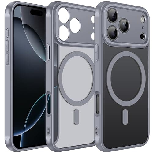 ivoler Coque Magnétique pour iPhone 17, Compatible MagSafe, Protection Antichoc Militaire Étui Dos Transparent Anti-Rayu — Gris