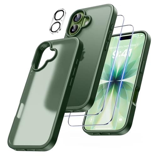 FLLAO Coque 4 en 1 pour iPhone 17 Pro | Verre Trempé x2 & Coussin d'Air IntÉgrÉ | Protection Antichoc & Antirayures | Ho — Vert foncé