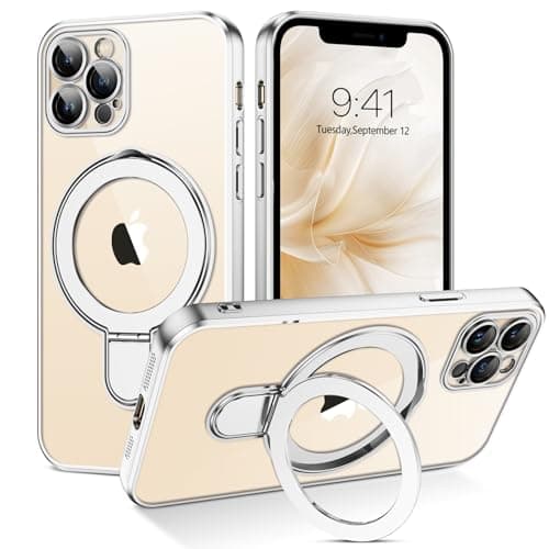 Coque BENTOBEN Magnétique iPhone 17 Magsafe Anti Rayures,Noir,Camera Protection Support Anneau Intégré 6.3" Réussite Étu — Argent