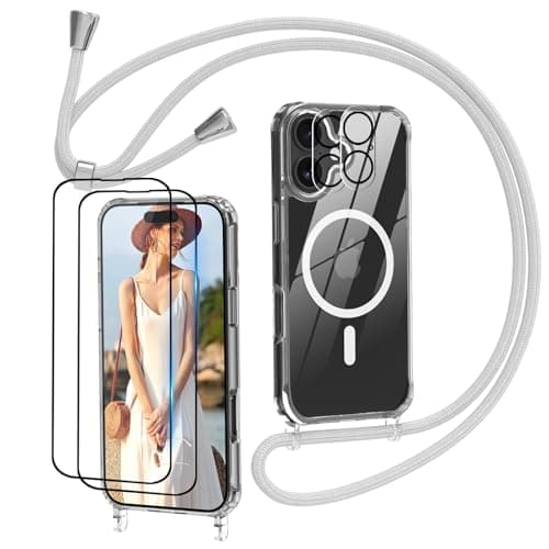Nupcknn Magnétique Coque iPhone 17 Pro Max Magsafe | Protection Complète 2 Verres Trempés & 2 Caméras | Transparent Coll — Gris clair