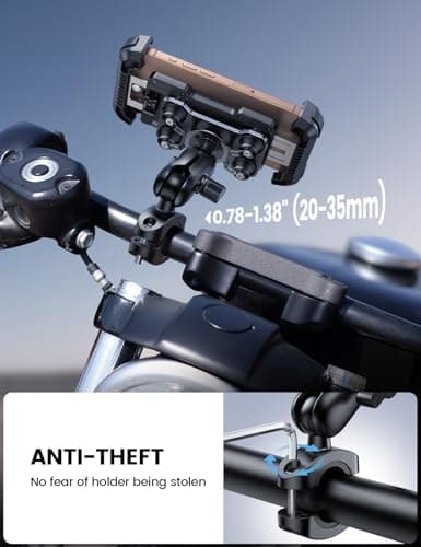 Support Téléphone Moto Lamicall - Antivol - Double Anti-Vibration - Métal 2 x 360° Pivotant - Vélo - iPhone 17 16 15 14