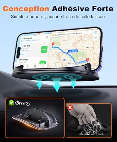 Beeasy Support Téléphone Voiture universel adapté à tous les modèles d'iPhone et Smartphones GPS pour conducteurs et pas