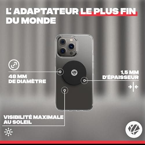 Shapeheart Innovation Française - Support Téléphone Vélo Magnétique avec Plaque Métallique Adhésive Extrèmement Fin. Pou