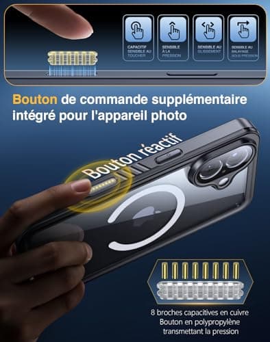 Coque Lanhiem IP68 Waterproof Étanche pour iPhone 17 - Noir | Antichoc 360° Incassable| Protection Écran + Caméra| Compa