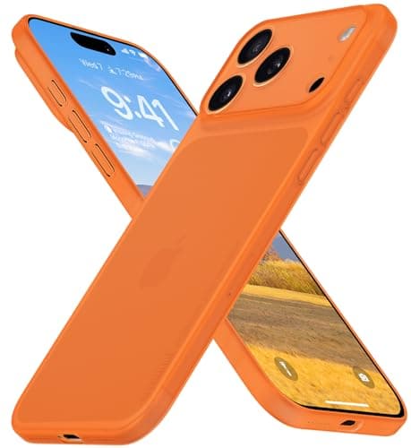 Coque memumi Résistante aux Chocs pour iPhone 17 Pro - Trans-Blanc Ultra Mince 0.3 mm Mat Định hình Phoque Tunisien Anti — Trans-Orange