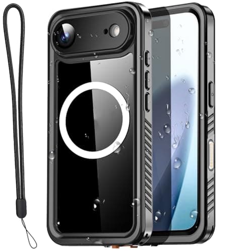 Coque étanche AICase IP68 pour iPhone 17 Pro Max 6,9", Protection 360°, Plongée Vinyl Bassin — Transparent avec Magsafe