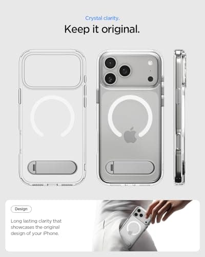 Coque iPhone 17 Pro Max 2025 avec Support 360° MagFit, DuraClear Ultra Hybrid S - Blanc