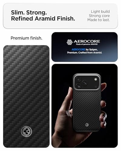 Spigen Coque Enzo Aramid T MagFit pour iPhone 17 Pro Max - Fonctionnel et Stylin', Fibre d'Aramide, Protection Optimale