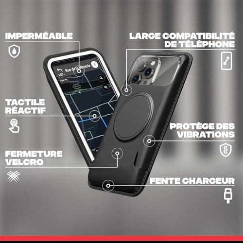 Shapeheart Support Telephone Moto magnétique Pro antivibrations, Porte-guido universel, Pochette imperméable détachable