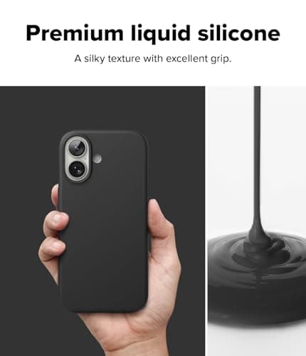 Ringke Coque Magnétique Silicone iPhone 17 Black Populaire Mince Étui Protection Magnétique Silicone Fine