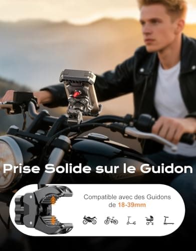 CIRYCASE Support Téléphone Moto Antivibrations + Stabilité Ultra + 360° Pivotement & Verrouillage Rapide | Pour Moto/VTT