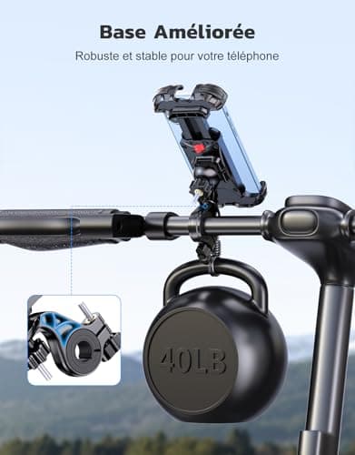 Rolgno Support Telephone Velo Verrouillage à Une Touche Porte Telephone Velo Résistant Antidérapant Aux Chocs 360° Rotat