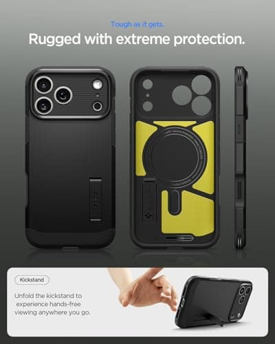 Spigen Coque pour iPhone 17 Pro, Tough Armor T MagFit, Robuste - Noir  
Spigen Coque pour iPhone 17 Pro, Tough Armor T M
