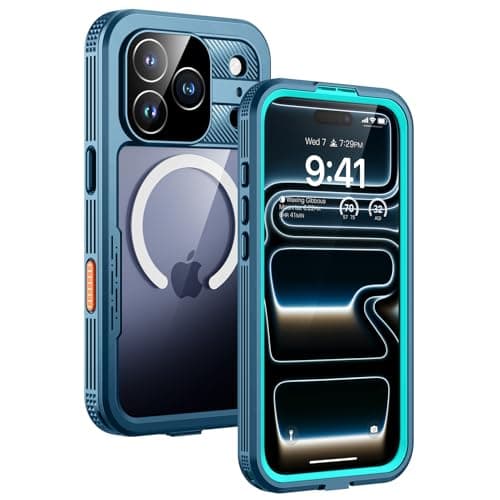 Lanhiem Coque Étanche IP68 iPhone 17 Pro Max Militaire Chantier - Antichoc Incassable Protection Écran+Camera Noir — Bleu