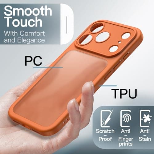 JETech Coque Mat Militaire iPhone 17 Pro, Protection contre les Chutes et Caméra pour 6,3 Pouces (Orange)