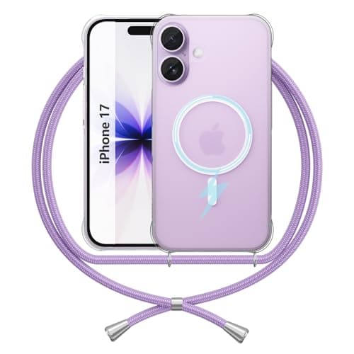 Coque iPhone 17 Pro Max Transparente Anti Jaune Gris Blanc Coin Renforcé TPU Shockproof — purple white