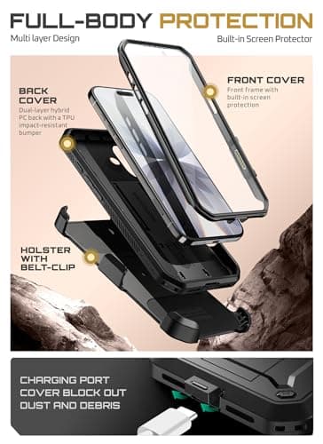 SUPCASE Coque pour iPhone 17 2025 [Protection Qualité Militaire & Béquille Intégrée] Coque Intégrale Robuste pour iPhone