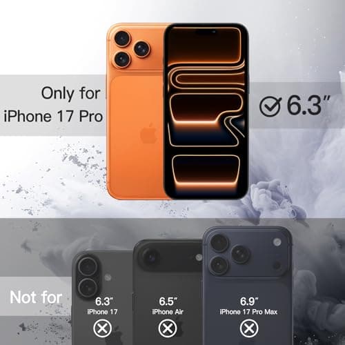 JETech Coque Magnétique iPhone 17 Pro 6,3 Pouces MagSafe Étui Housse Antichoc (Orange)  
JETech Coque Magnétique iPhone