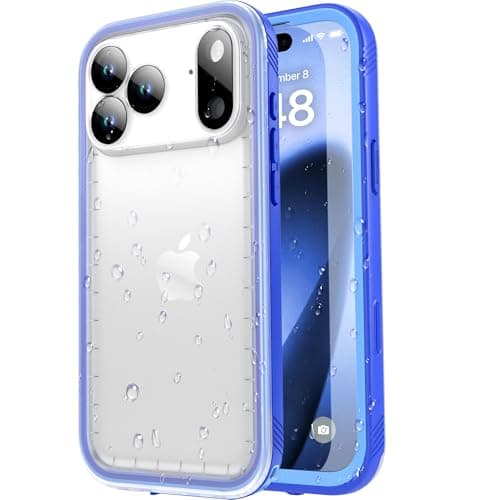 SPORTLINK Coque Étanche Antichoc iPhone 17 Pro Max - Militaire IP68 Incassable [Protection Caméra+Écran] - Double Face 6 — Bleu/Transparent Givré