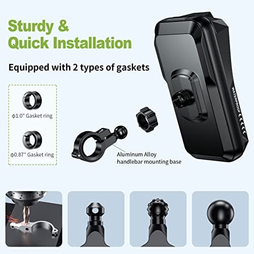 Support BTNEEU Téléphone Moto Étanche pour Smartphone Anti-Vibration (Noir A)