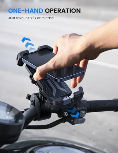 Support Téléphone Moto Lamicall Anti-Vibration 360° Rotation, 1S Libération, Compatible iPhone 17-13, Huawei, 4,7-6,8" S