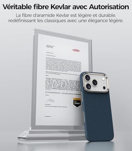 BENKS ArmorTint Coque en Dupont Kevlar 1000D pour iPhone 17 Pro Max - Bleu Étoilé, Compatible Magsafe, Housse Magnétique