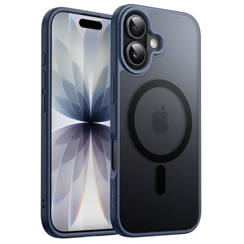 Coque JETech Magnétique iPhone 17 6,3", Compatible MagSafe, Housse Translucide Mat Anti-Chocs Noir — Bleu Orage