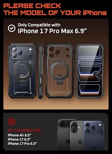 SUPCASE Coque pour iPhone 17 Pro Max 2025 avec Protection d'Ecran en Verre Trempé Noir
SUPCASE Coque pour iPhone 17 Pro