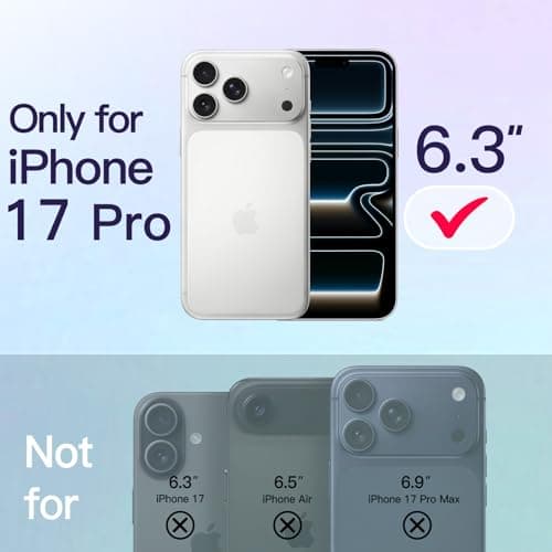JETech Coque Magnétique Fine pour iPhone 17 Pro 6,3 Pouces Compatible avec MagSafe | Protection Complète Objectif Caméra