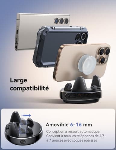 JOYROOM Porte Téléphone Voiture Universel, Compatible iPhone Samsung Huawei Google Android, Support Téléphone pour Voitu