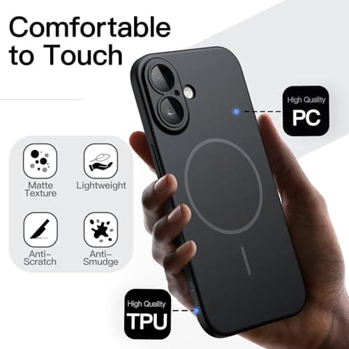 JETech Coque Magnétique Fine pour iPhone 17 6,3 Pouces Noir  
JETech Coque Magnétique Compatible MagSafe pour iPhone 17