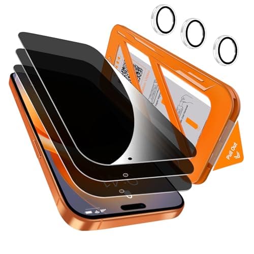 QHOHQ 3 Pièces Verre Trempé Anti-Espion pour iPhone 17 Pro Max - Protection Militaire 12 Pieds + Caméra Arrière, 25°Anti