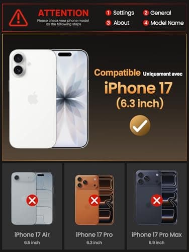 Coque Vihibii iPhone 17 Noir - Silicone Militaire RFID Blocage