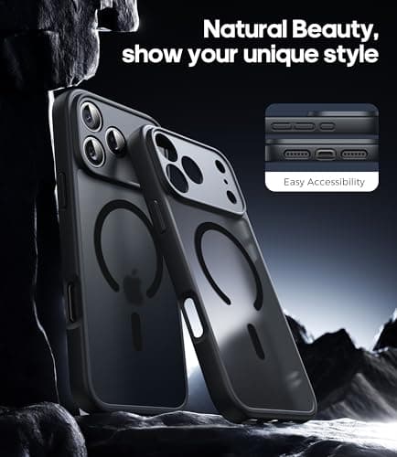Coque Magnétique FLLAO pour iPhone 17 Pro Noir | 2 Verres Trempés + Protection MagSafe | Protection Totale et Étui Mat T