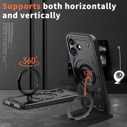 PanXCase Coque Étui Armor Métallique Anneau Magnétique pour iPhone 17 - Protection Anti-Choc Grade Militaire Armée (Blac