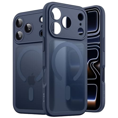 JETech Coque Magnétique Orange iPhone 17 Pro 6,3 Pouces Anti-Chocs Caméra Compatible MagSafe — Bleu Foncé