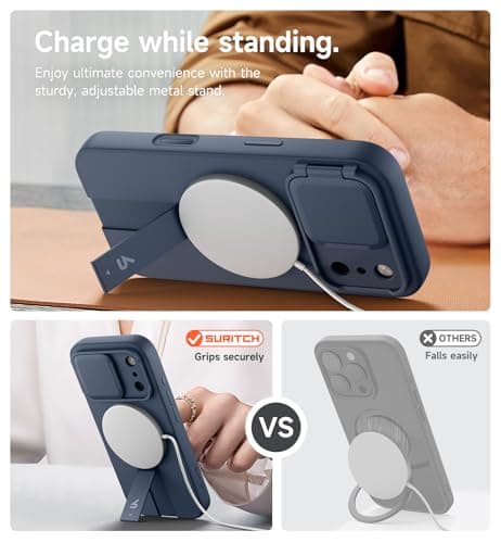 Coque magnétique SURITCH pour iPhone 17 Pro - Protection et support réglable (Bleu foncé)  
Coque magnétique SURITCH iPh