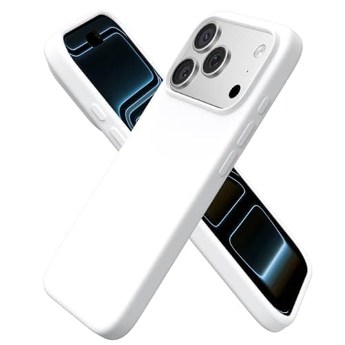 ORNARTO Coque en Silicone Liquide iPhone 17 Pro (6,3") - Protection Antichoc, Intérieur Doux en Microfibre, Bleu Marine — Blanc