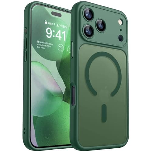 Coque Magnétique pour iPhone 17 Pro Max (6,9 Pouces), Compatible avec MagSafe, Housse Étui de Protection Antichoc et à P — Vert Foncé