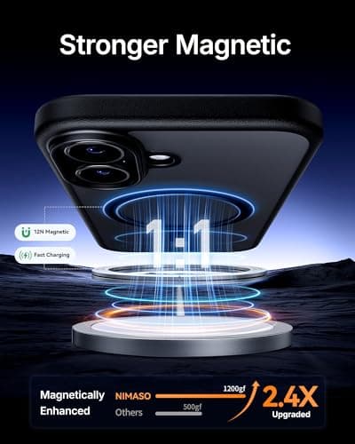 Coque NIMASO pour iPhone 17 Noir - Compatible MagSafe, Protection Antichoc, Dos Mat Translucide, Coque Magnétique Ultra-