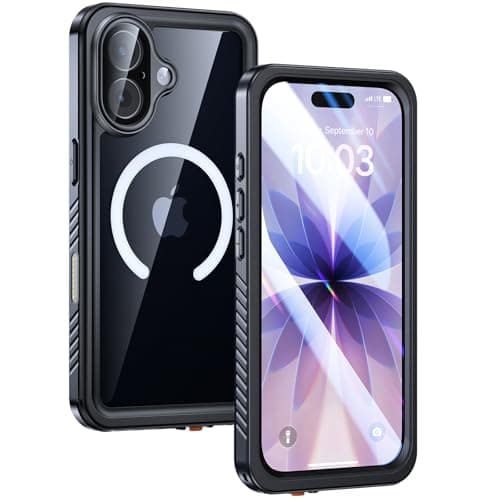 Coque Lanhiem IP68 Waterproof Étanche pour iPhone 17 - Noir | Antichoc 360° Incassable| Protection Écran + Caméra| Compa