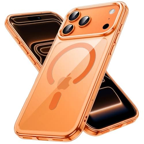 JETech Coque Magnétique iPhone 17 Pro 6,3 Pouces MagSafe Étui Antichoc Bumper Transparent Anti-Rayures — Orange