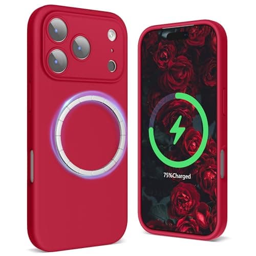 SURPHY Coque AntichociPhone 17 Pro Max Silicone Liquide Rouge Global Recycled Standard Antichoc Magnétique