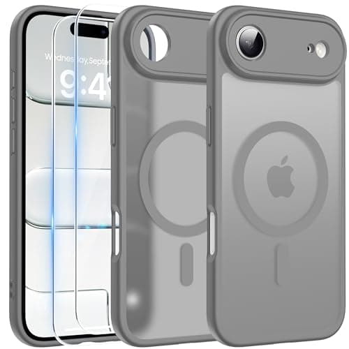 Coque Magnétique FLLAO pour iPhone 17 Pro Noir | 2 Verres Trempés + Protection MagSafe | Protection Totale et Étui Mat T — Gris