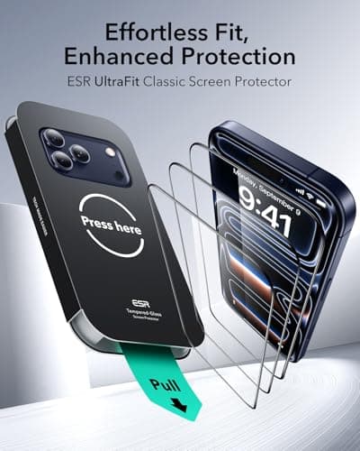 Verre trempé ESR pour iPhone 17 Pro Max, protection militaire 9H, couverture complète, adaptée GLOBAL RECYCLED STANDARD