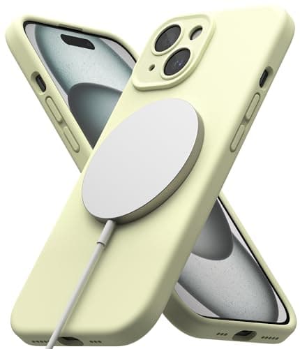 Ringke Coque Magnétique Silicone iPhone 17 Black Populaire Mince Étui Protection Magnétique Silicone Fine — Sunny Lime
