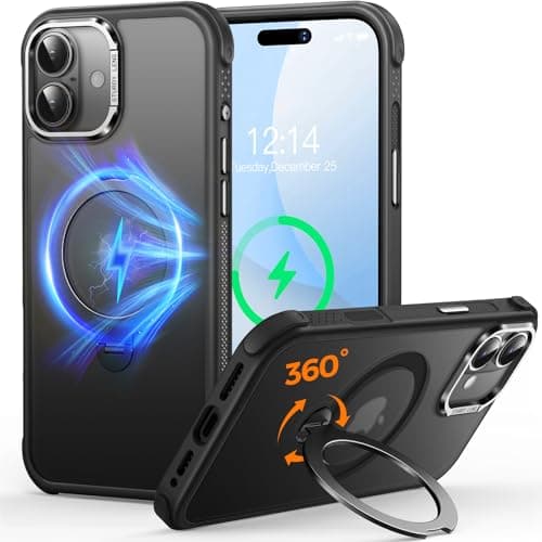 Coque O3 Mag-Stand pour iPhone 17 Pro Max Noir Mat [Béquille 360° Compatible MagSafe Toucher Peau Exceptionnel] 6,9" Mat — Noir