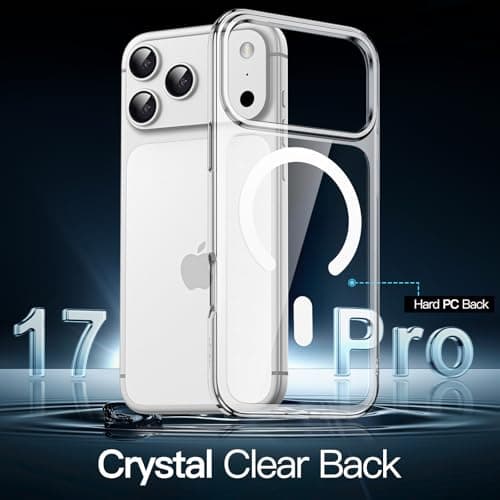 JETech Coque Magnétique iPhone 17 Pro 6,3 Pouces MagSafe Étui Antichoc Bumper Transparent Anti-Rayures