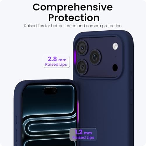ORNARTO Coque en Silicone Liquide iPhone 17 Pro (6,3") - Protection Antichoc, Intérieur Doux en Microfibre, Bleu Marine